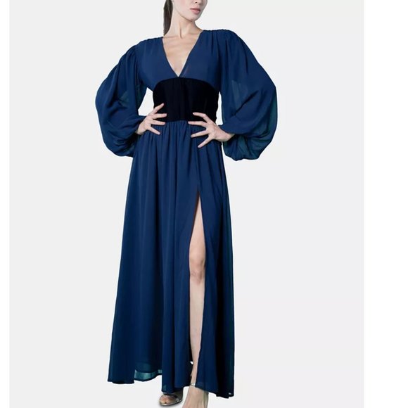 Inspr-D by Brittany Xavier x Georgette Maxi Dress, Created for Macy's XL Navy - Picture 1 of 9